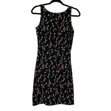 Vtg Byer Too Floral Mini Dress Size M Black Strappy Back 90s Y2K Dark Cottage