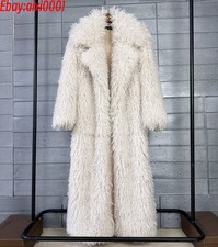 Winter Warm Women Shaggy Faux Fur Coat Fluffy Big Lapel Long Overcoat Outwear UK