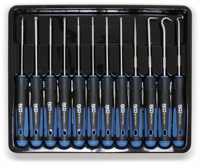 BGS TECHNIC Feinmechaniker-Schraubendreher- und Haken-Satz, 12 teilig, 170 mm