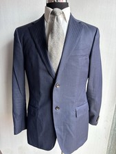     SUITSUPPLY NAPOLI HERRINGBONE VITALE NAVY SUIT 40 LONG    