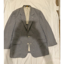 Vintage Brooks Brothers Blazer Men 46R Blue Checked Seersucker Sport Coat