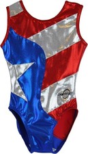 Obersee Girls' O3gl024cxs Gymnastics Leotard, Red/Blue, 3-4 Years