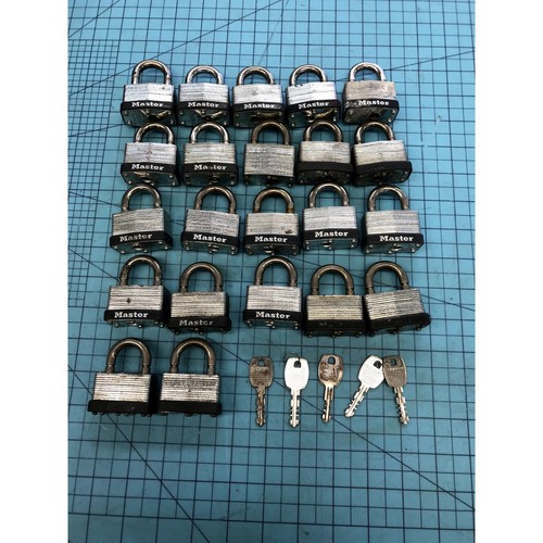 Master Lock 500D Padlocks 1-3/4" Laminated Steel Keyed Locks - Lot of 22