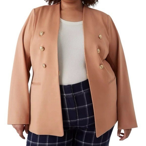 NWT Lane Bryant Womens Tan “The Bryant Blazer” Size 18 Academia Office Business