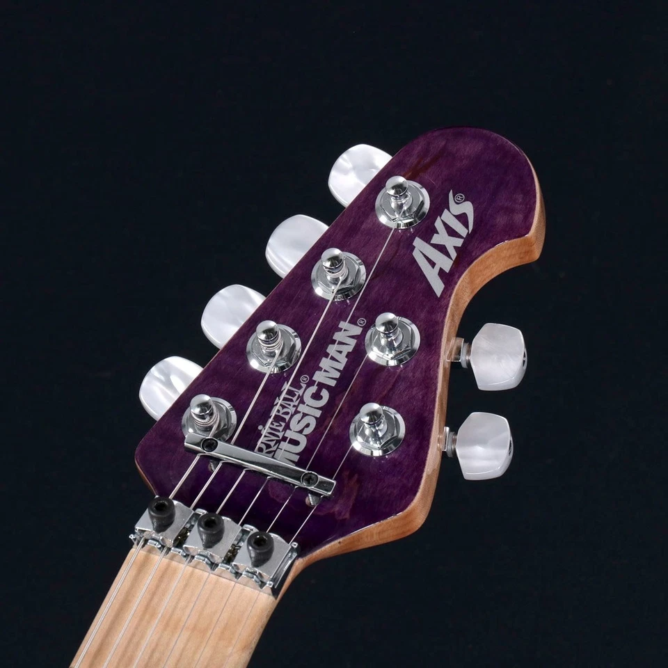 Music Man BFR Eje Nitro Púrpura Translúcido 2023 Usado Cuello de Arce con Estuche de Concierto Foto 2 de 4
