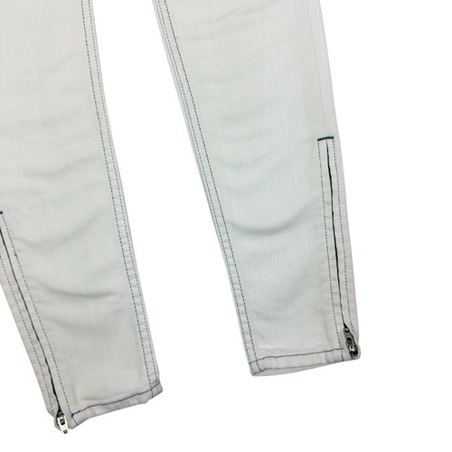 Evisu Women's White Cotton Ankle Zip Cropped Skinny Jeans 26 - Picture 6 of 11