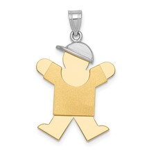14k Two-Tone Gold Boy Pendant with Cap Charm for Mothers Family Necklace