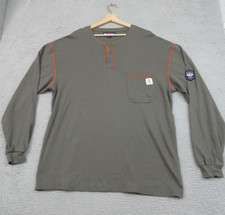 BOCOMAL Shirt Mens 2XL Gray Flame Resistant Henley Long Sleeve Workwear FR CAT 2