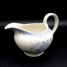 Burleigh Asiatic Pheasant Milk Jug Blue White C1930-1950s L15x10x10.5cm exc