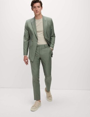 Marks & Spencer Herren Slim Fit Anzughose in Hellgrün - M&S