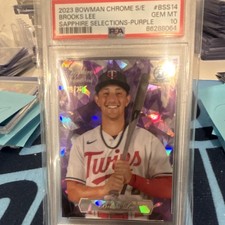 Topps 2023 Bowman Chrome Sapphire Brooks Lee Purple RC Twins #BSS-14 /25 PSA 10