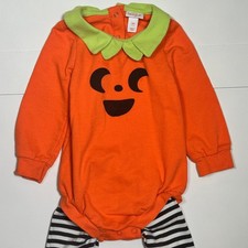 Cat Jack Baby Halloween Jack-O-Lantern Romper and Striped Pant Set Size 18M