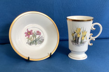 Royal Worcester Fine Bone China Alpine Flowers Coffee Cup and Saucer.