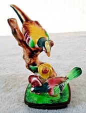 Vintage Antique Bright Colored Pheasant Pair Porcelain Torii Brand 6.25" x 4"