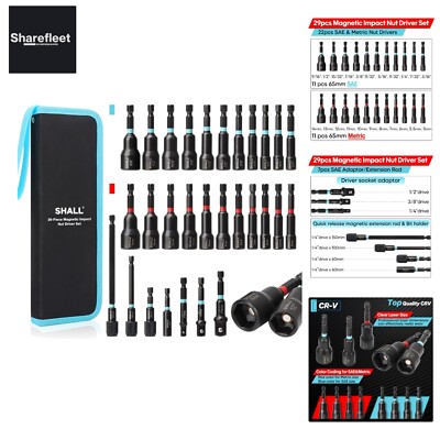 SHALL Magnetisches Steckschlüssel-Set, 20-teilig – SAE & Metrisch, 15,2 Cm Lang, 1/4 Zoll Antrieb