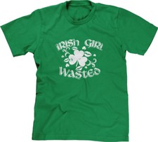 Irish Girl Wasted St Patricks Day Funny Drunk Drinking Joke Slainte Mens Tee