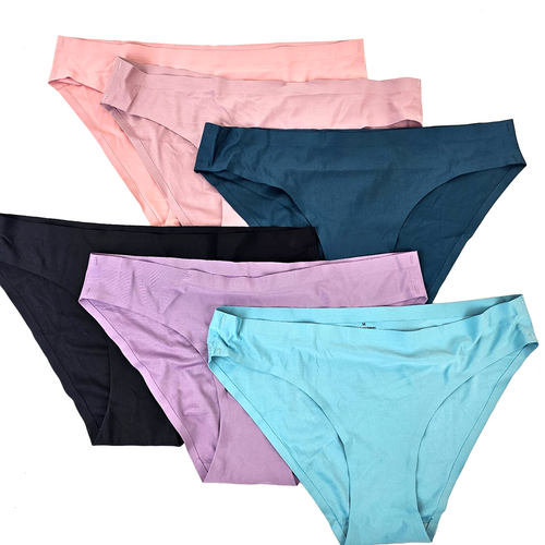 Women's Medium 6 Pack Seamless Hipster Underwear No Show Panties Bikini Soft Inv