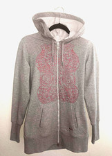 Nike Women's Embroidered Long Full Zip Gray Hoodie Size Medium RARE