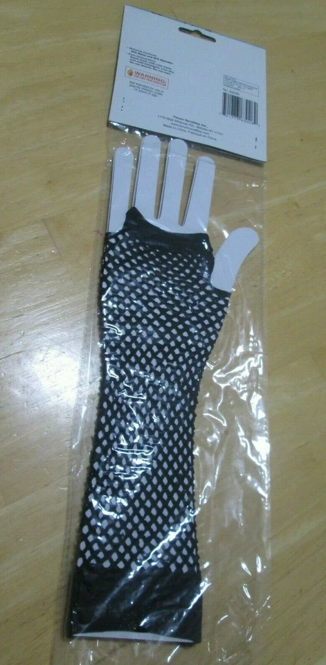 NUEVO EN PLÁSTICO - Par de Guantes Largos Negros Red Feliz Halloween Total Años 80 Foto 2 de 2