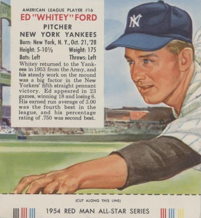 1954 Red Man Tobacco All-Star Team - American League Series Whitey Ford ...