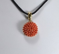 Pendentif Corail Rouge Doré Boules 3 Mm Compris Lacet 45 Mm AGDV 0209