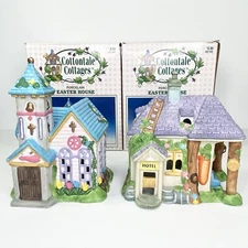 Cottontale Cottages Hotel & Church 1998 Porcelain Easter Village