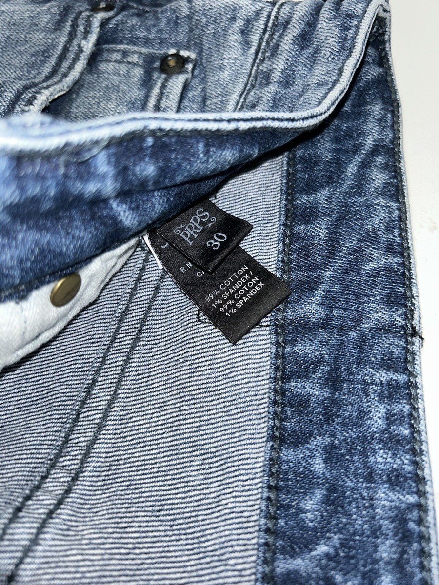 PRPS Made in Japan Distressed Medium Wash Patch Jeans Blue Size