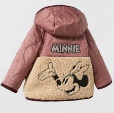 Minnie Mouse Quilted jacket with a hood and long sleeves, size 9-12 months