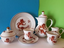 Porzellan Tet a Tete Für Kaffee Oder Tee 2 Person Motiv Rote Drache