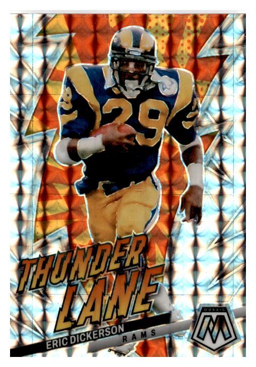 2023 Panini Mosaic #TL-ED Eric Dickerson Thunder Lane Silver Mosaic Rams