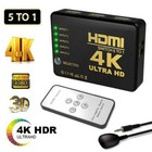 4K HDMI Switch Switcher Selector 5 Port Splitter Hub IR Remote For HDTV PS3 UK