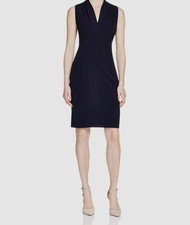 $98 T Tahari Women's Blue Sleeveless Pleat-Shoulder Sleeveless Mini Dress Size 8