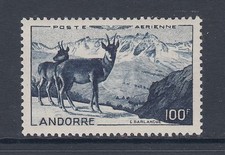French Andorra Sc C1 MLH. 1950 100fr indigo Air Post VF+