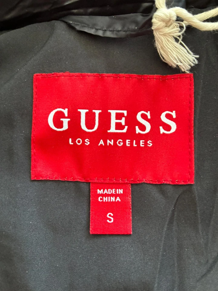 Guess long black coat puffer ladies size small - Image 3 of 4