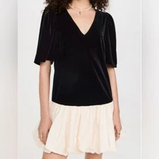 $425 NWOT Rhode Black & Cream Juliana Velvet Dress Sz 4