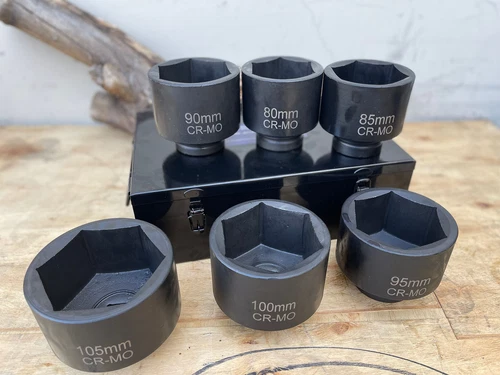 6Pcs 1" Dr. Jumbo Shallow Impact Socket Set 6 Pt. Metric Sockets 80~105mm CR-MO