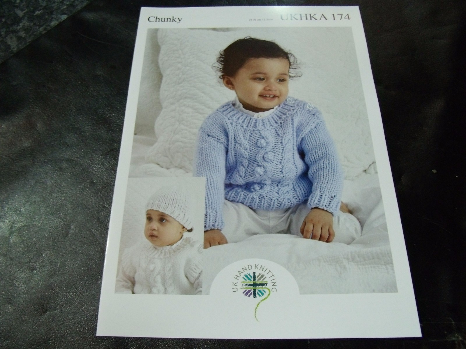 UKHKA Chunky Knitting Pattern 174 Sweater, Slipover & Hat    12 - 20 in