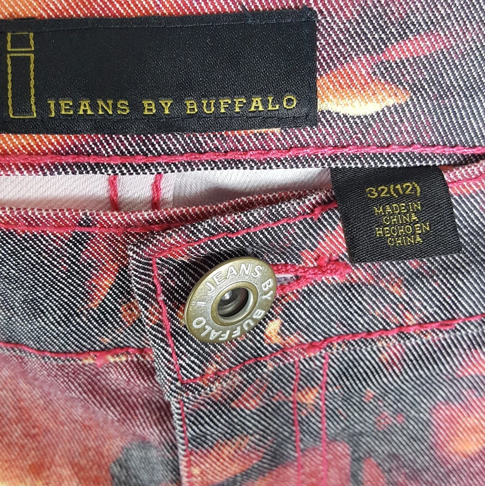 NUEVO iJeans by Buffalo Talla 12 Pantalones Cortos Denim Bahama Ajustados Puesta de Sol Palmera Puesta de Sol Foto 3 de 4