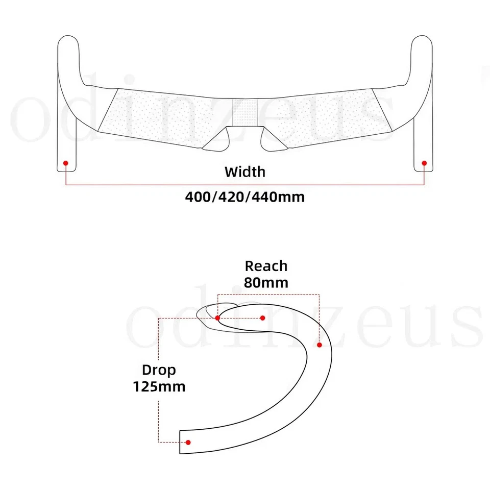 Carbon Fiber Road Bike Handlebar 400/420/440mm with Computer Stand 90-110mm Stem - Image 3 of 4