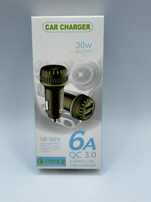 Fast Car Charger Adapter 3.0 W/LED Light W/iPhone charging cable-Dual USB 3.1A 