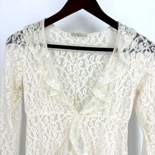 Vestido Claire Pettibone con Chaqueta Marfil Boda Correas de Encaje Transparente Talla Pequeña Boho - Imagen 16 de 21