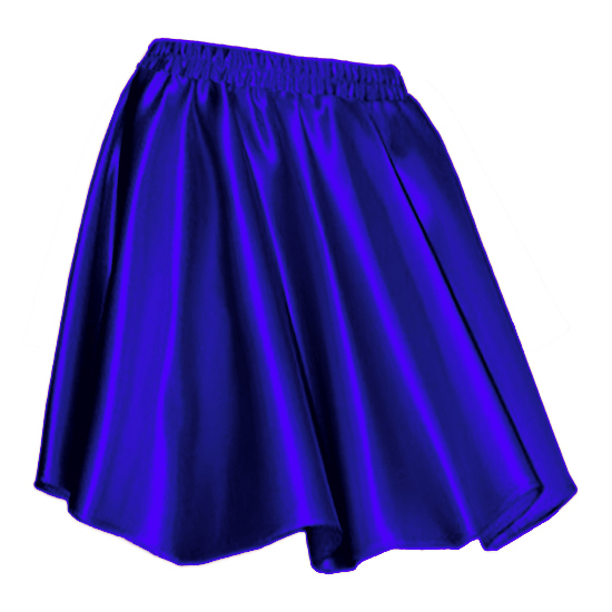 Royal Blue Mini Skirt Women Lady Satin Pleated Retro High Waist Shiny