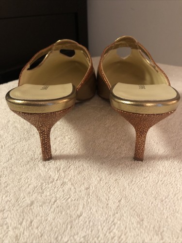 Sarah Flint Irina Bright Gold Nappa Leather Heeled Mule Size 39/ 8M NIB - Picture 7 of 11