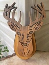 Laser Cut Wood Mounted Deer/Buck Head Wall Decor Ready To Hang Signed Custom