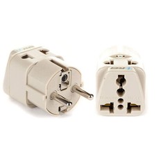 OREI USA to Europe Schuko  Type E/F Travel Adapter Plug - 2 in 1 - Beige