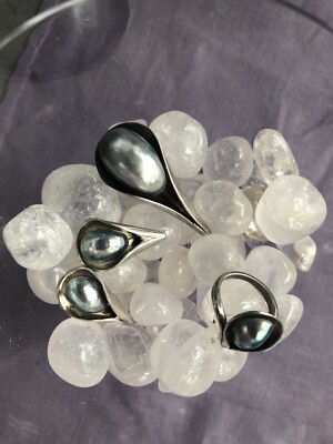 Designer Schmuck Set Unikat Ring, Ohrstecker & Brosche