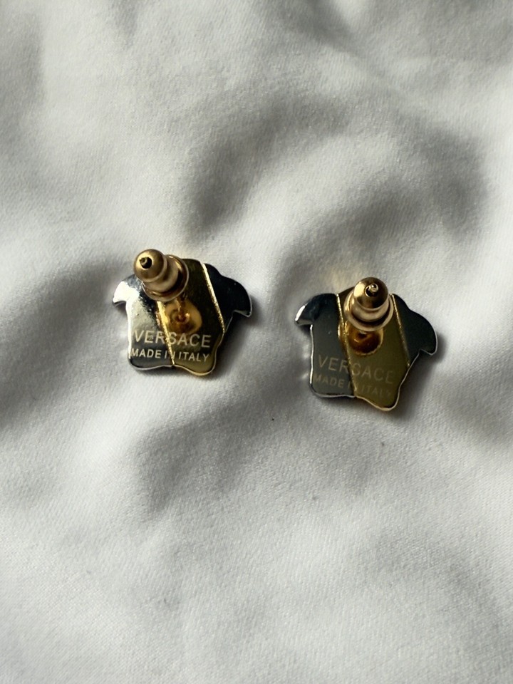 Versace Medusa Head Stud Earrings Gold Silver Colour Costume Jewellery