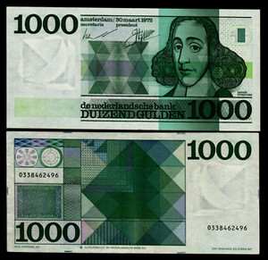 Netherlands 1000 GULDEN P-94 1972 RARE Pre Euro Dutch Pyramid UNC Currency NOTE