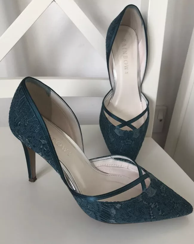 BaoYaFang Teal Blue Pearl wedding shoes with matching bags bride High heels  platform shoes Round Toe green blue Shoe and Bag Set