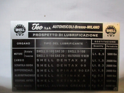 Typenschild id-plate Schild Iso rivolta GT Grifo lele S4 Fidia targhetta s91